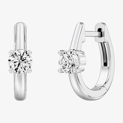 (F/Si1-Si2) Womens 5/8 CT. T.W. Lab Grown White Diamond 14K Gold Over Silver or Sterling 15.2mm Round Hoop Earrings