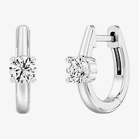 (F/Si1-Si2) Womens 5/8 CT. T.W. Lab Grown White Diamond 14K Gold Over Silver or Sterling 15.2mm Round Hoop Earrings