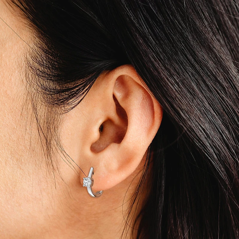 (F/Si1-Si2) Womens 5/8 CT. T.W. Lab Grown White Diamond 14K Gold Over Silver or Sterling 15.2mm Round Hoop Earrings