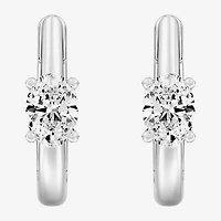 (F/Si1-Si2) Womens 5/8 CT. T.W. Lab Grown White Diamond 14K Gold Over Silver or Sterling 15.2mm Oval Hoop Earrings