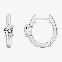 (F/Si1-Si2) Womens 5/8 CT. T.W. Lab Grown White Diamond 14K Gold Over Silver or Sterling 15.2mm Oval Hoop Earrings