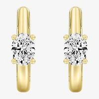(F/Si1-Si2) Womens 5/8 CT. T.W. Lab Grown White Diamond 14K Gold Over Silver or Sterling Silver 15.2mm Oval Hoop Earrings