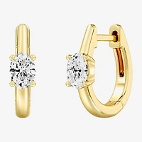 (F/Si1-Si2) Womens 5/8 CT. T.W. Lab Grown White Diamond 14K Gold Over Silver or Sterling Silver 15.2mm Oval Hoop Earrings