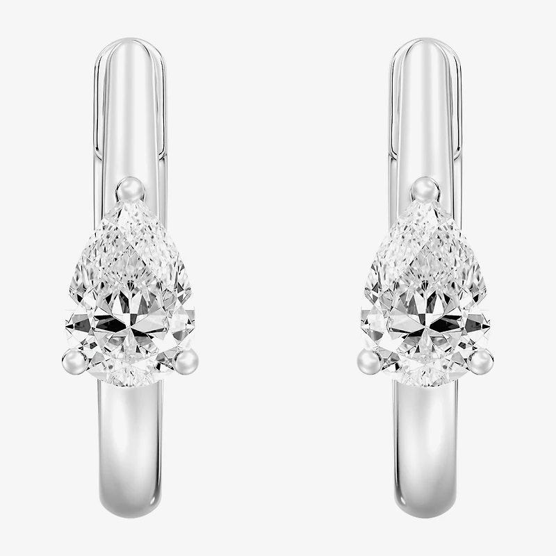 (F/Si1-Si2) Womens 5/8 CT. T.W. Lab Grown White Diamond 14K Gold Over Silver 15.3mm Pear Hoop Earrings