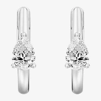 (F/Si1-Si2) Womens 5/8 CT. T.W. Lab Grown White Diamond 14K Gold Over Silver 15.3mm Pear Hoop Earrings