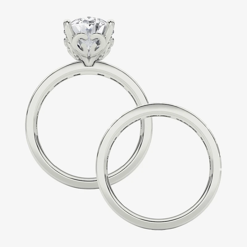 Grown Gorgeous (F / Vs2) Womens 1/ CT. T.W. Lab White Diamond 14K Gold Oval Side Stone Bridal Set