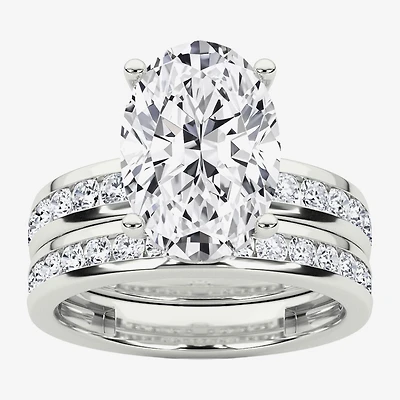 Grown Gorgeous (F / Vs2) Womens 1/ CT. T.W. Lab White Diamond 14K Gold Oval Side Stone Bridal Set