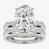 Grown Gorgeous (F / Vs2) Womens 1/ CT. T.W. Lab White Diamond 14K Gold Oval Side Stone Bridal Set