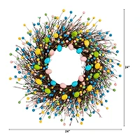 Nearly Natural 24" Easter Egg Twig Wreath
