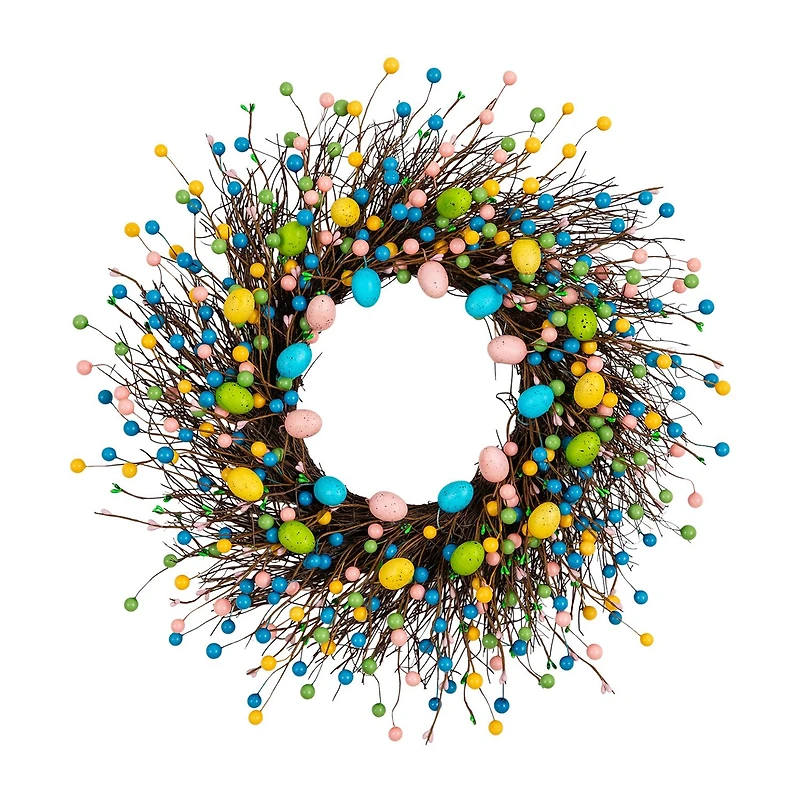 Nearly Natural 24" Easter Egg Twig Wreath