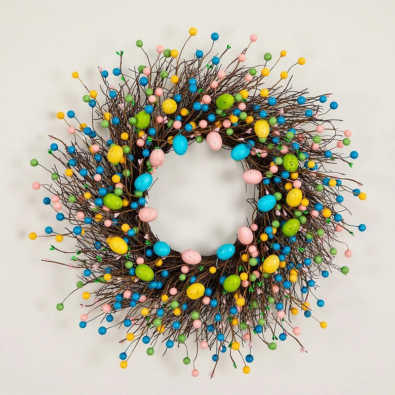 Nearly Natural 24" Easter Egg Twig Wreath