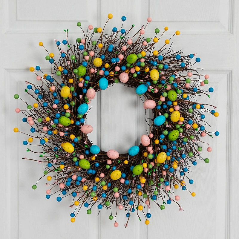 Nearly Natural 24" Easter Egg Twig Wreath