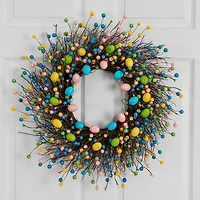 Nearly Natural 24" Easter Egg Twig Wreath