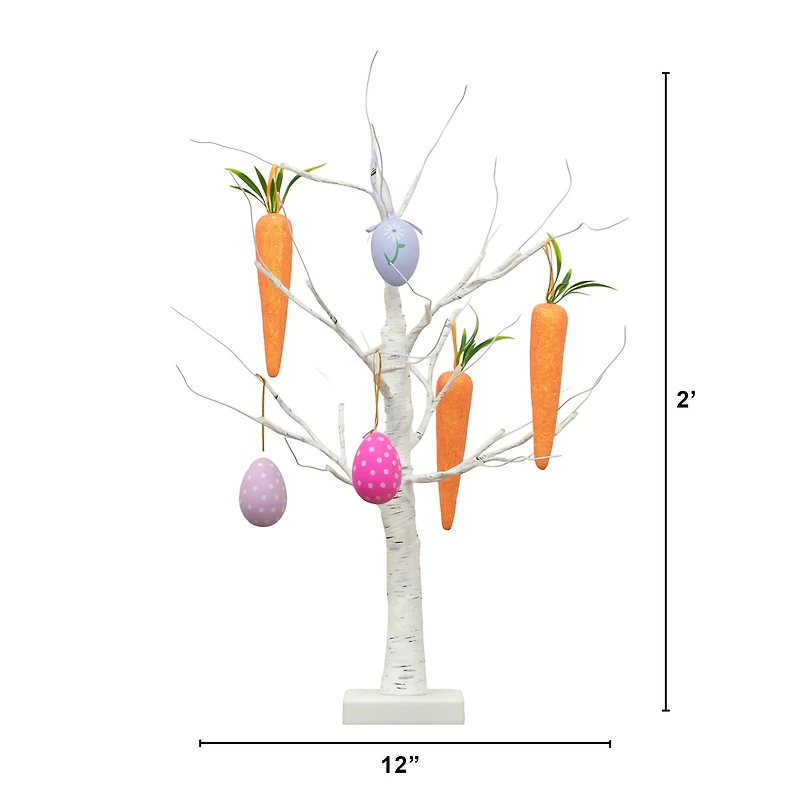 Nearly Natural 2ft Easter Egg And Carrots Ornament Twig Indoor Artificial Tree