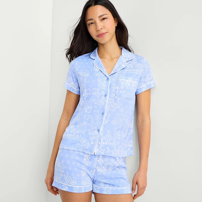 Jaclyn Womens Short Sleeve 2-pc. Pajama Set