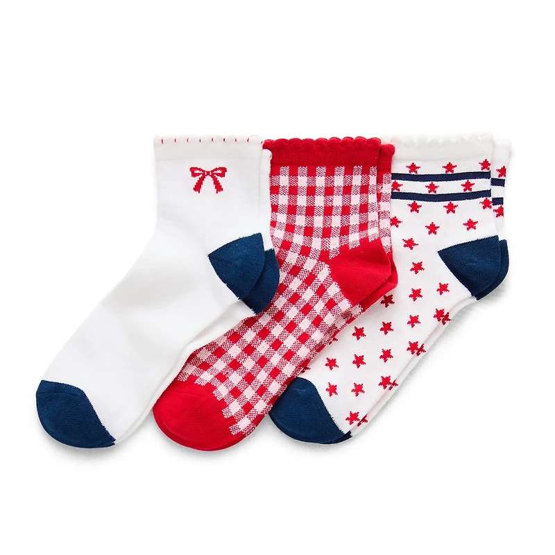 Mixit Womens Multi-Pack 3 Pair Quarter Ankle Socks