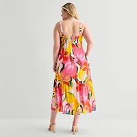 Premier Amour Womens Plus Straight Neck Sleeveless Maxi Dress