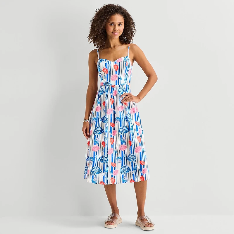 by&by Womens Juniors V Neck Sleeveless A-Line Dress