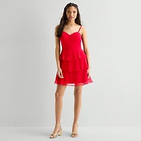 by&by Womens Juniors Sweetheart Neck Sleeveless Fit + Flare Dress