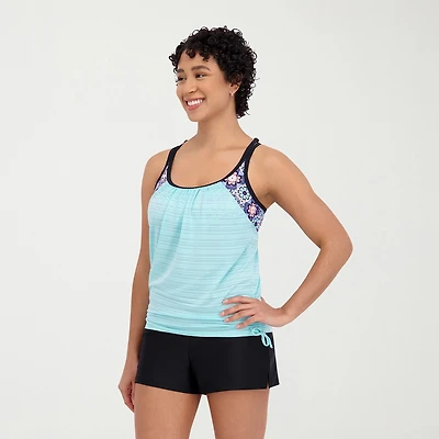 ZeroXposur Womens Geometric Tankini Swimsuit Top
