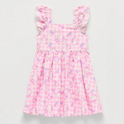 Toddler Girls Short Sleeve Ruffled Hello Kitty A-Line Dress