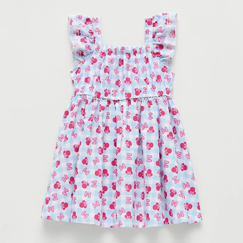 Toddler Girls Short Sleeve Ruffled Minnie Mouse A-Line Dress