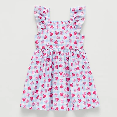 Toddler Girls Short Sleeve Ruffled Minnie Mouse A-Line Dress