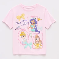 Disney Collection Girls Crew Neck Short Sleeve Regular Fit Princess Graphic T-Shirt