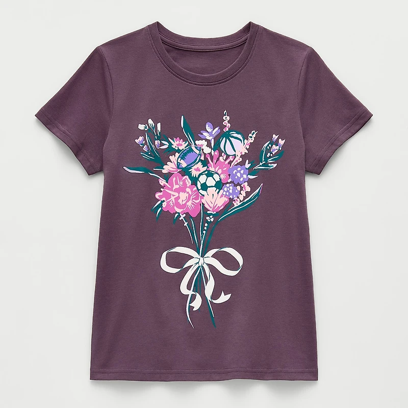 Xersion Little & Big Kid Girls Crew Neck Short Sleeve Regular Fit Graphic T-Shirt