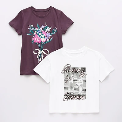 Xersion Little & Big Kid Girls Crew Neck Short Sleeve Regular Fit Graphic T-Shirt