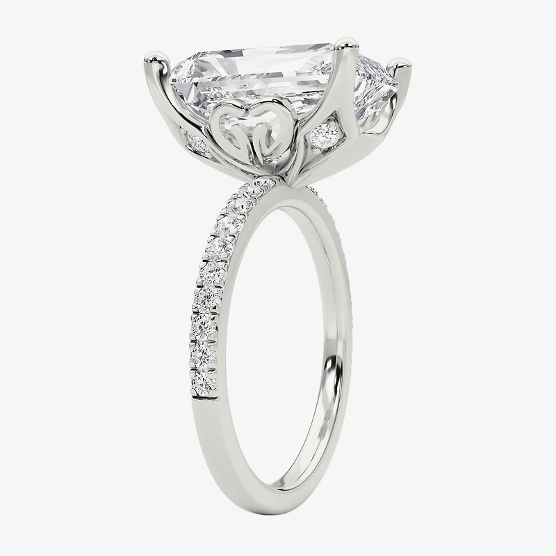 Grown Gorgeous (F / Vs2) Womens 7 Ct.T.W. Lab White Diamond 14K Gold Rectangular Side Stone Engagement Ring