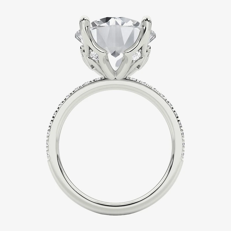 Grown Gorgeous (F / Vs2) Womens 7 Ct.T.W. Lab White Diamond 14K Gold Round Side Stone Engagement Ring