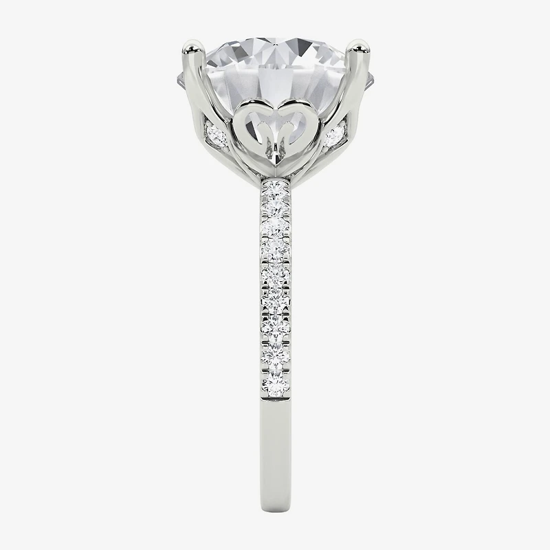 Grown Gorgeous (F / Vs2) Womens 7 Ct.T.W. Lab White Diamond 14K Gold Round Side Stone Engagement Ring