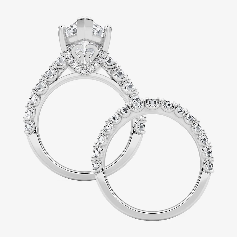 Grown Gorgeous (F / Vs2) Womens 1/ Ct. T.W. Lab White Diamond 14K Gold Marquise Side Stone Bridal Set