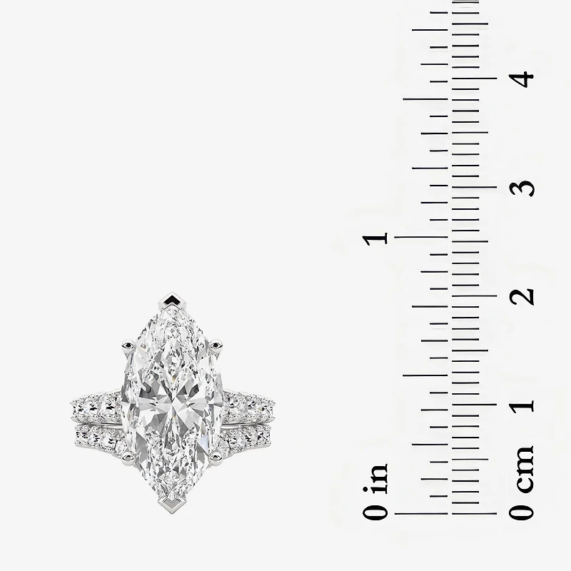 Grown Gorgeous (F / Vs2) Womens 1/ Ct. T.W. Lab White Diamond 14K Gold Marquise Side Stone Bridal Set