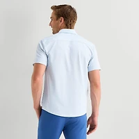 St. John's Bay Performance Knit Mens Short Sleeve Classic Fit Stretch Fabric Button-Down Shirt