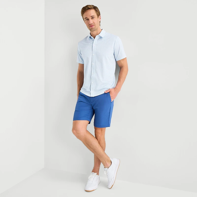 St. John's Bay Performance Knit Mens Short Sleeve Classic Fit Stretch Fabric Button-Down Shirt