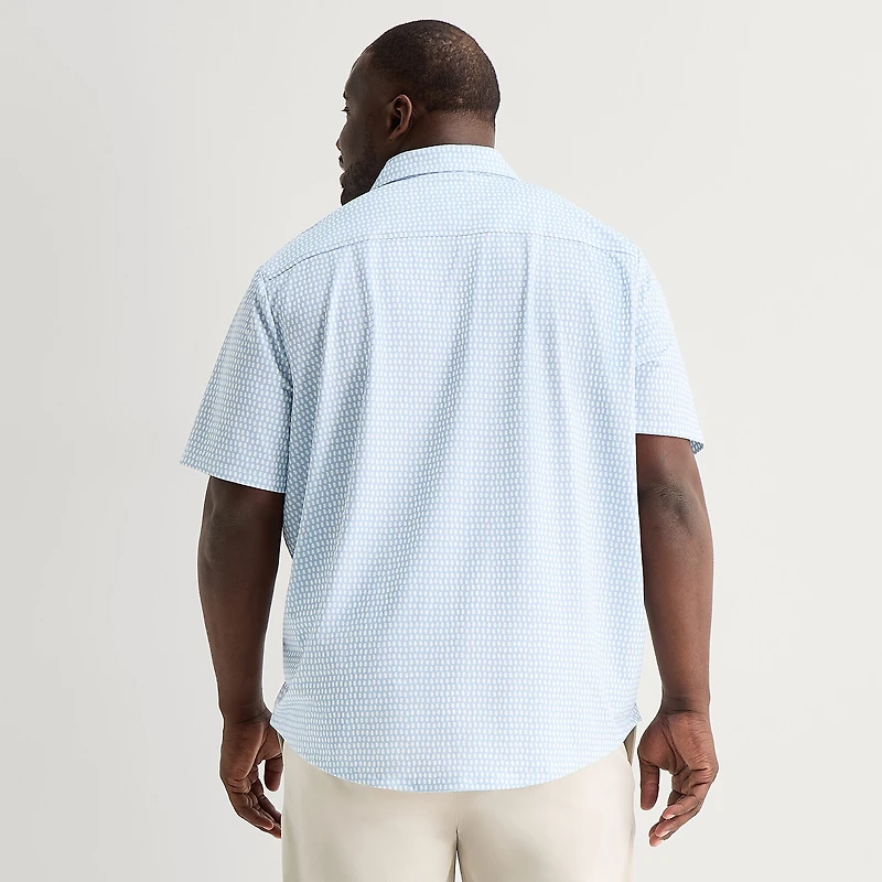 St. John's Bay Performance Knit Mens Short Sleeve Classic Fit Stretch Fabric Big and Tall Button-Down Shirt