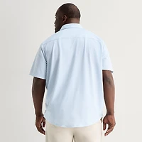 St. John's Bay Performance Knit Mens Short Sleeve Classic Fit Stretch Fabric Big and Tall Button-Down Shirt