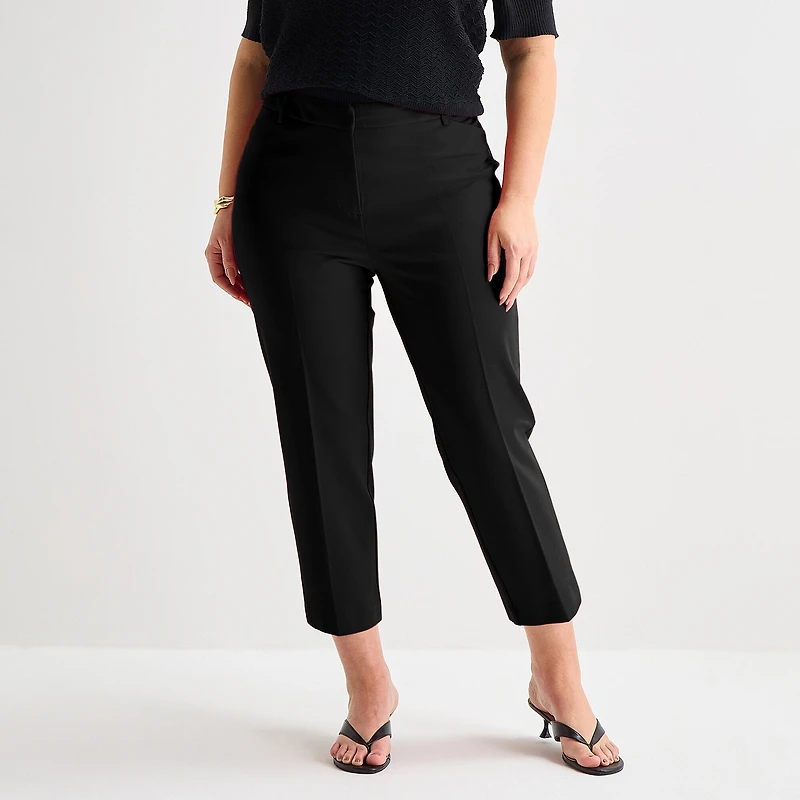 Liz Claiborne Emma Womens Plus Straight Mid Rise Ankle Pant