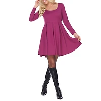 White Mark Jenara Womens Scoop Neck Long Sleeve Fitted Fit + Flare Dress