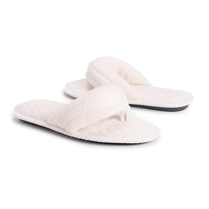 Muk Luks Darlene Thong Womens Memory Foam Slip-On Slippers