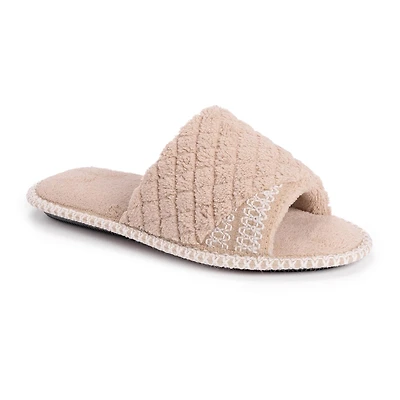 Muk Luks Sally Open Toe Scuff Womens Memory Foam Slip-On Slippers