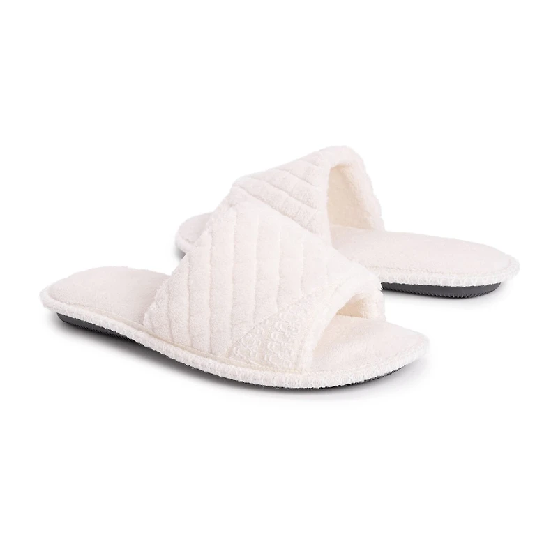 Muk Luks Sally Open Toe Scuff Womens Memory Foam Slip-On Slippers