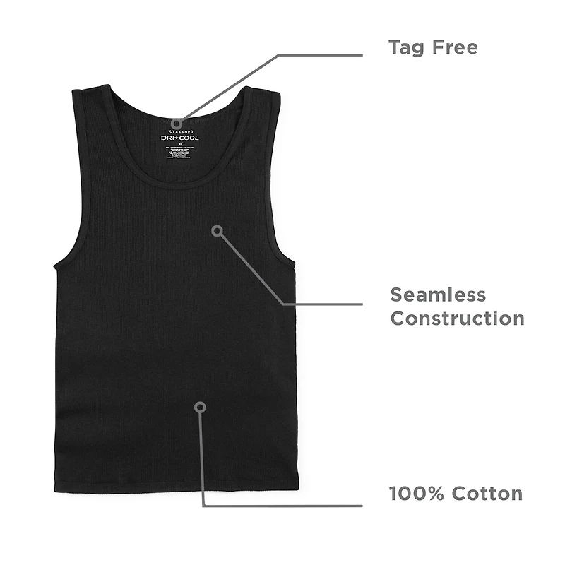 Stafford Ultra Soft Mens Scoop Neck Sleeveless 4 Pack Tank