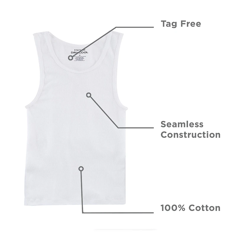 Stafford Ultra Soft Mens Sleeveless 4 Pack Tank