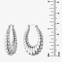 Croissant Womens Sterling Silver 29.5mm Hoop Earrings