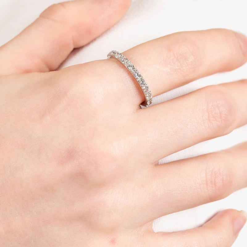 Womens 21.5MM Cubic Zirconia Sterling Silver Band