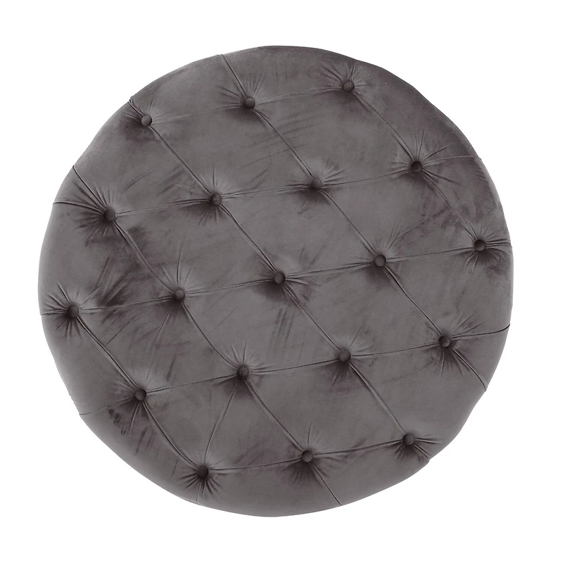 Zelfa Round Wooden Tufted Ottoman