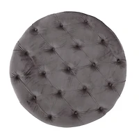 Zelfa Round Wooden Tufted Ottoman
